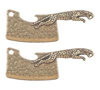 KICHOUSE Lot de 2 Porte-clés Pendentifs Léopard Vintage en Laiton Solide, Petit Ouvre-bouteille Multifonction, Décoration Suspendue Créative pour Paquet et Clé, Accessoire Original