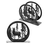 KICHOUSE Lot de 2 Porte-Serviettes Verticaux en Fer Noir 12X4X102 CM Présentoir à Serviettes de Table de Cerf Porte-Serviettes sur Pied Vintage Cuisine Buffet et Décoration de Noël