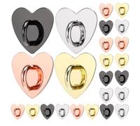 KICHOUSE Lot de 24 Crochets Porte-clés en Alliage Métallique Forme Cœur, Support Dragonne pour Téléphone Portable, Couleurs Acier, Or, Noir et Rose Doré, Accessoire DIY Sécurisé pour Usage
