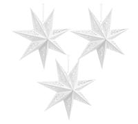 KICHOUSE Lot de 3 Abat-jour en Papier Blanc D’étoile à Sept Branches Ajourée, Diamètre 45 Cm, Lanternes Suspendues Décoratives pour Fête, Mariage et Décoration Intérieure