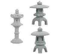 KICHOUSE Lot de 3 Lanternes Pagodes Japonaises en Résine Décoratives pour Bureau et Mousse, Décor Zen Réaliste pour Micro Paysage et Décoration Intérieure