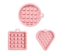 KICHOUSE Lot de 3 Moules en Silicone pour Gaufres et Gâteaux Diy, Formes Carrée, Ronde et Cœur, Faciles à Nettoyer, Lavables, Cuisson la Maison Couleur Aléatoire