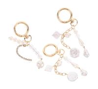 KICHOUSE Lot de 3 Porte-Clés Téléphone Perles Décoratives Pendentifs Coquillage Étoile de Mer et Perles Irrégulières Chaîne Breloque pour Paquet et Smartphone Accessoire Marine Chic et