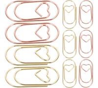 KICHOUSE Lot de 30 Trombones en Métal de Cœur Clips Décoratifs Bureau Finition Électroplaquée Or et Rose Doré Clips Multifonctions pour Organisation Papier Cahiers et Agendas