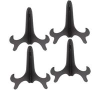 KICHOUSE Lot de 4 Chevalets Plastique Noir 10 CM Supports pour Assiettes et Cadres Photos pour Vitrine et Musée