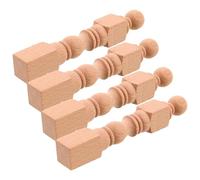 KICHOUSE Lot de 4 Colonnes Balustres en Bois Non Peints pour Accessoires Maison Miniature, Style Élégant et Structure Stable, Installation sans Effort pour Rails et Mobilier Miniature