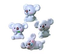 KICHOUSE Lot de 4 Figurines Miniatures de Koalas en Résine Résistante, Décorations Animales pour Jardin Miniature et Maison de Poupée, Petites Statues Animalières Adorables et Ludiques