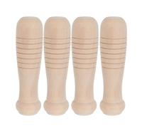 KICHOUSE Lot de 4 Manches de Rechange en Bois pour Accessoires de Barbecue, Anti-brûlures et antidérapants, sans Trou, pour fourchettes, brochettes, théière, Pinceau à pâtisserie, 10 x 2,5 cm