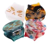 KICHOUSE Lot de 4 Petites Pinces à Cheveux Décoratives en Feuille D'acétate Forme Chat, Accessoire Cheveux Fille Mignon et Sûr pour Bal de Fin D'études ou Soirée
