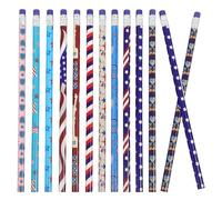 KICHOUSE Lot de 48 Crayons en Bois Colorés pour Garçon et Filles, Crayons à Écrire Lisses et Robustes, pour L'école Classe, Thème Fête de L'indépendance