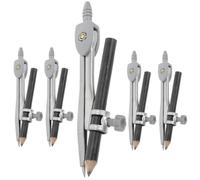 KICHOUSE Lot de 5 Compas à Dessin Précis pour Étudiants Grand Compas pour Tracer des Cercles Outil de Dessin en Métal Robuste Fournitures Scolaires Adaptées aux Examens et Travaux