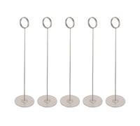 KICHOUSE Lot de 5 Porte-Numéros de Table 12 Pouces en Acier Inoxydable Porte-Cartes Robuste Pince Mémo et Support Stable pour Restaurants Mariages et Événements Format 300 MM