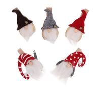 KICHOUSE Lot de 9 Pinces Décoratives en Bois pour Noël Clips de Fête Père Noël 3D Accessoires de Décoration Intérieure Fixation Photo et Mémos Style Aléatoire pour Décoration D’Arbre