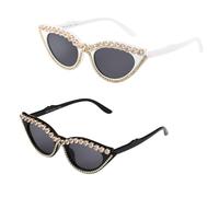 KICHOUSE Lunettes de Soleil Œil de Chat Blanches en Pc, Style Rétro Femme