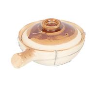 KICHOUSE Marmite en Argile 0,8l Poignée Épaisse Unique, Cocotte Traditionnelle Khaki Résistante Haute Température, Ustensile Pratique Cuisine Maison