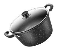 KICHOUSE Marmite en Métal Noir avec Couvercle, Pot à Lait Domestique Réutilisable et Facile à Nettoyer, pour Cuisiner et Préparer des Soupes Maison