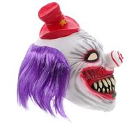 KICHOUSE Masque de Clown Maléfique Intégral en Latex avec Cheveux Violets et Verts Masque D’Horreur Réaliste pour Adultes Halloween Cosplay Fête Costumée et Maison Hantée Accessoire