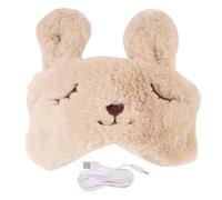 KICHOUSE Masque de Sommeil Chaud USB en Flanelle Beige pour Femmes et Garçon et Filles, Ajustement 3d, Fonction Réglage de Température Fatigue Oculaire Maison