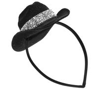 KICHOUSE Mini Serrage-Tête Chapeau Haut-de-Forme 135 CM Noir Strass Bandeau Vintage Léger et Flexible pour Déguisement Carnaval Goûter et Fête à Thème Accessoire Cheveux Élégant et