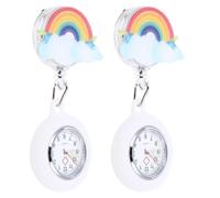 KICHOUSE Montre D'infirmière en Silicone Design Arc-en-Ciel Étanche et Lumineuse à Clip Lot de 2 Pièces pour Médecins et Soins Infirmiers