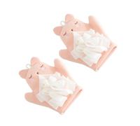 KICHOUSE Moufles Exfoliants Doux pour Bain Bébé 2 Pcs en Coton et Pe Double Face, Corde Suspendre Pratique, pour Garçon et Filles et Adultes