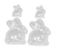 KICHOUSE Moules à Pâtisserie Lapin de Pâques en Plastique Rigide, Lot de 4 Pièces pour Chocolat, Biscuits et Cake Diy, Accessoires de Cuisson Festifs pour Pâtisserie Maison