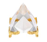 KICHOUSE Ornement Pyramidal en Cristal Blanc avec Finition Dorée, Pyramide Intérieure Texturée, Décoration pour Rebord de Fenêtre ou Bureau, Équilibre et Harmonie