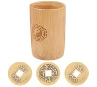 KICHOUSE Outil De Divination en Bambou Pièces De Cuivre pour Jeu Divinatoire Mini Seau De Divination Traditionnel Chinois Accessoire De Jeu pour Adultes Pratique pour Apprentissage Coffret Complet