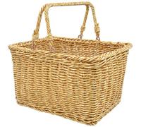 KICHOUSE Panier à Légumes Multifonction en Pp avec Poignée, Panier Tressé Naturel pour Fruits et Rangement, Style Simple et Pratique Cuisine et Espace de Vie