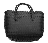 KICHOUSE Panier Tressé Imitation Rotin Noir Paquet Cabas Femme avec Poignée Panier de Courses Multifonction pour Plage Repas en Plein Air et Rangement Paquet à Main Léger et Artisanal