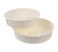 KICHOUSE Panier Vapeur Rond en Plastique Blanc 2pcs Léger Égouttage Rapide Cuisine, Compatible Cuisson de Poissons et Pains Vapeur