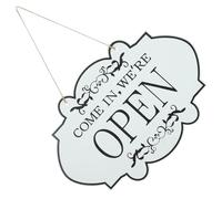 KICHOUSE Panneau D'entreprise Double Face en Bois Blanc, Design Rétro Installation Facile, Signe Ouvert et Fermé pour Bar et Hôtel, Décoration Intérieure et Extérieure