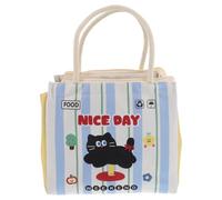 KICHOUSE Paquet Isotherme Mignon pour Déjeuner Voiture Lunch Bag Réutilisable en Tissu Robuste Format Compact 1 Chat Joyeux Bureau Pique-Niques et Voyage Rangement Pratique et