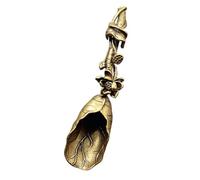 KICHOUSE Pelle à Thé en Laiton Artisanale Style Chinois Surface Lisse Bavure Cuillère à Thé Décorative et Présents de Pendaison de Crémaillère