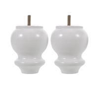 KICHOUSE Pieds de Canapé en Bois Massif Blanc 2pcs pour Table et Commode, Style Européen Artistique, Durée de Vie Prolongée, pour Rénovation de Meubles