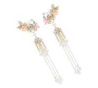 KICHOUSE Pince à Cheveux Chinoise en Alliage Creux Fleurs Pompon Long Suspendu Accessoire Cheveux Femme Vintage Barrette Déco Mariage Fleurie Élégante pour Coiffure Traditionnelle