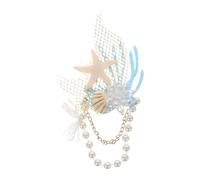 KICHOUSE Pince à Cheveux Strass Forme Étoile de Mer Perles Imitation Blanc, Surface Lisse, Accessoire Élégant pour Mariage et Soirée Femme
