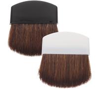 KICHOUSE Pinceaux de Maquillage Professionnels 2 Pièces, Blush et Fond de Teint, Poils Doux et Denses en Crin de Cheval, Manche Plastique Portable Blanc et Noir