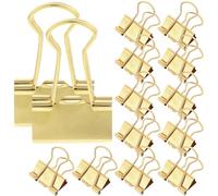 KICHOUSE Pinces à Papier en Métal Doré 16pcs, Design Simple et Fonction Multi-usage pour Organiser Documents, pour Bureau et Enseignants