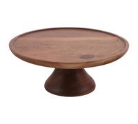 KICHOUSE Plateau Bois Acacia avec Pied Plateau Rond Stable pour Desserts Gâteaux Fruits et Snacks Support Polyvalent pour Présentation de Table et Service Élégant