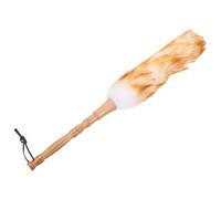 KICHOUSE Plumeau Laine Agneau Ultra-Doux avec Manche Bois pour Bureau et Maison Brosse Antistatique Légère pour Dépoussiérage de Meubles Voiture et Surfaces Sensibles