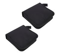 KICHOUSE Pochette de Rangement pour Disques CD en Tissu Oxford Noir 40 Capacités Fermeture Éclair 2 Pièces pour Voiture et Maison