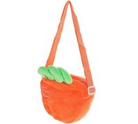 KICHOUSE Pochette Modèle Mignon en Velours Orange Bandoulière Carotte | Forme Carotte, Design Cartoon Chic, Bandoulière Longue, pour Clés et Fournitures