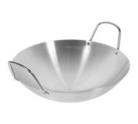 KICHOUSE Poêle à Frire en Acier Inoxydable 26 Cm à Fond Rond Double Poignée, Wok Ménager Multifonction pour Cuisson Homogène, Ustensile Cuisine Solide pour Poêles et Sauteuses