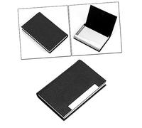 KICHOUSE Porte Cartes de Visite Acier Inoxydable et PU Noir Organisateur Élégant pour Cartes Professionnelles Carte Identité et Cartes de Crédit