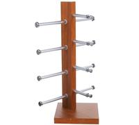 KICHOUSE Porte-lunettes en Bois de Teck Vieilli 4 Niveaux, Support à Lunettes de Soleil Multifonction pour Magasin et Bureau, Organisateur Stable pour Rangement et Présentation