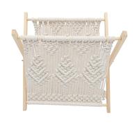 KICHOUSE Porte-revue en Corde de Coton Tissé Beige Base Solide, Panier Décoratif Élégant pour Rangement de Magazines la Maison Bureau