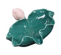KICHOUSE Porte-savonnette et Élégante Pratique et Décoratif Vert en Céramique Forme Feuille de à Drainage Automatique pour Salle de Bain