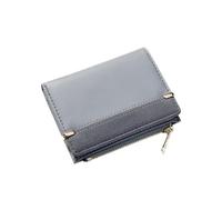 KICHOUSE Portefeuille Court Femme Bleu en PU Cuir, Petit Modèle à Zip