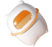 KICHOUSE Poubelle de Bureau Petite à Ours avec Couvercle Rabattable, Plastique Solide, Coloris Blanc et Jaune, 1 Pièce, pour Bureau, Salle de Bain et Chambre D’garçon et Filles